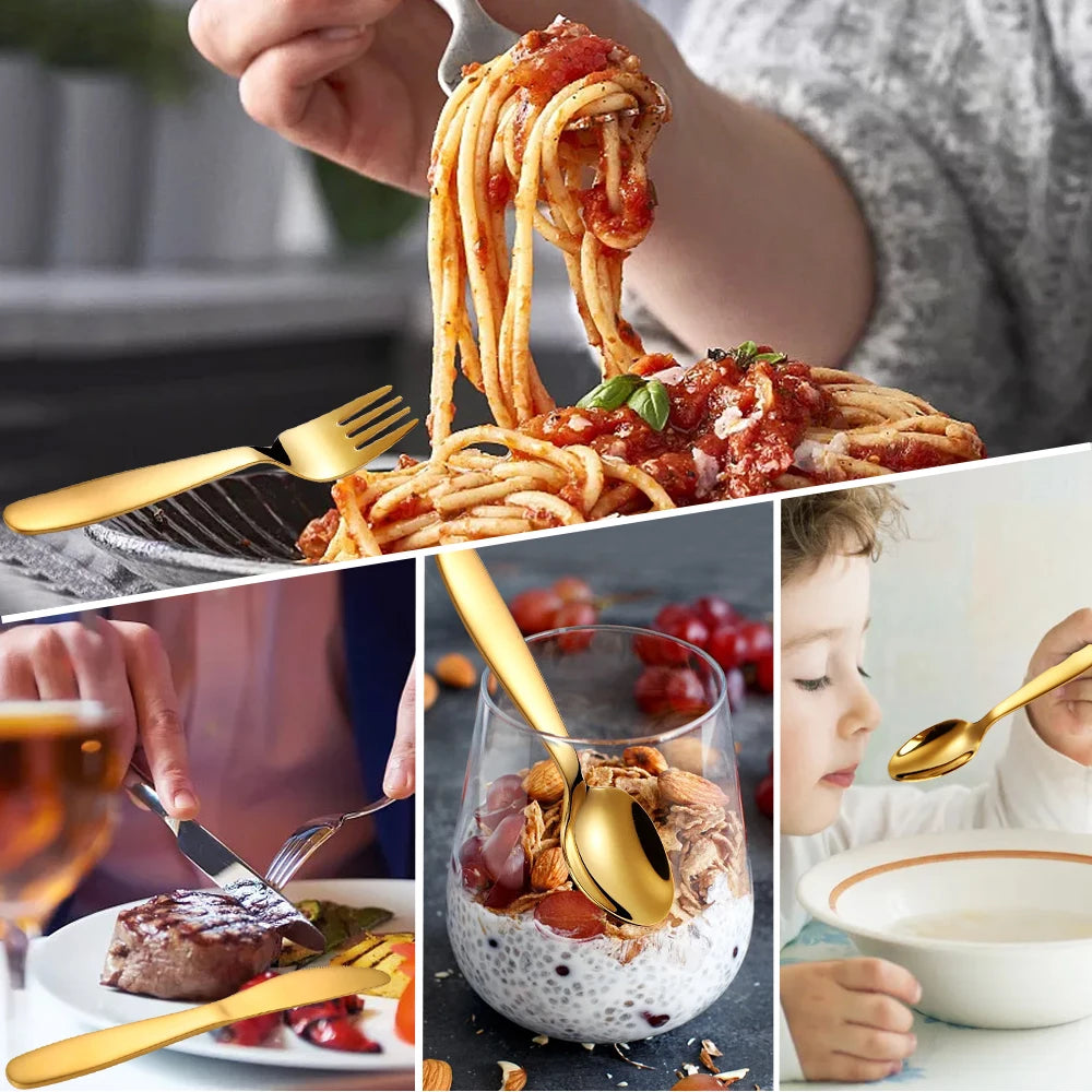 4pcs Western Dinnerware Set Stainless Steel Cutlery Set Fork Knife Spoon Tableware Set Flatware Set Dishwasher Safe Cutlery Set