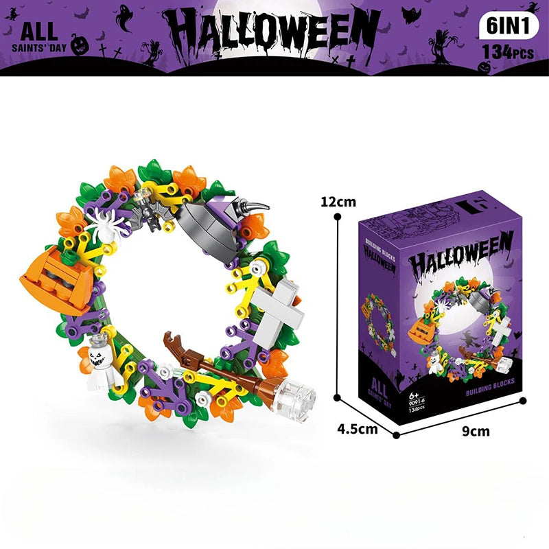 DIY Model Halloween Building Block Set Pumpkin House Educational Building Block Toy Children's Festive Gifts for Home Decoration