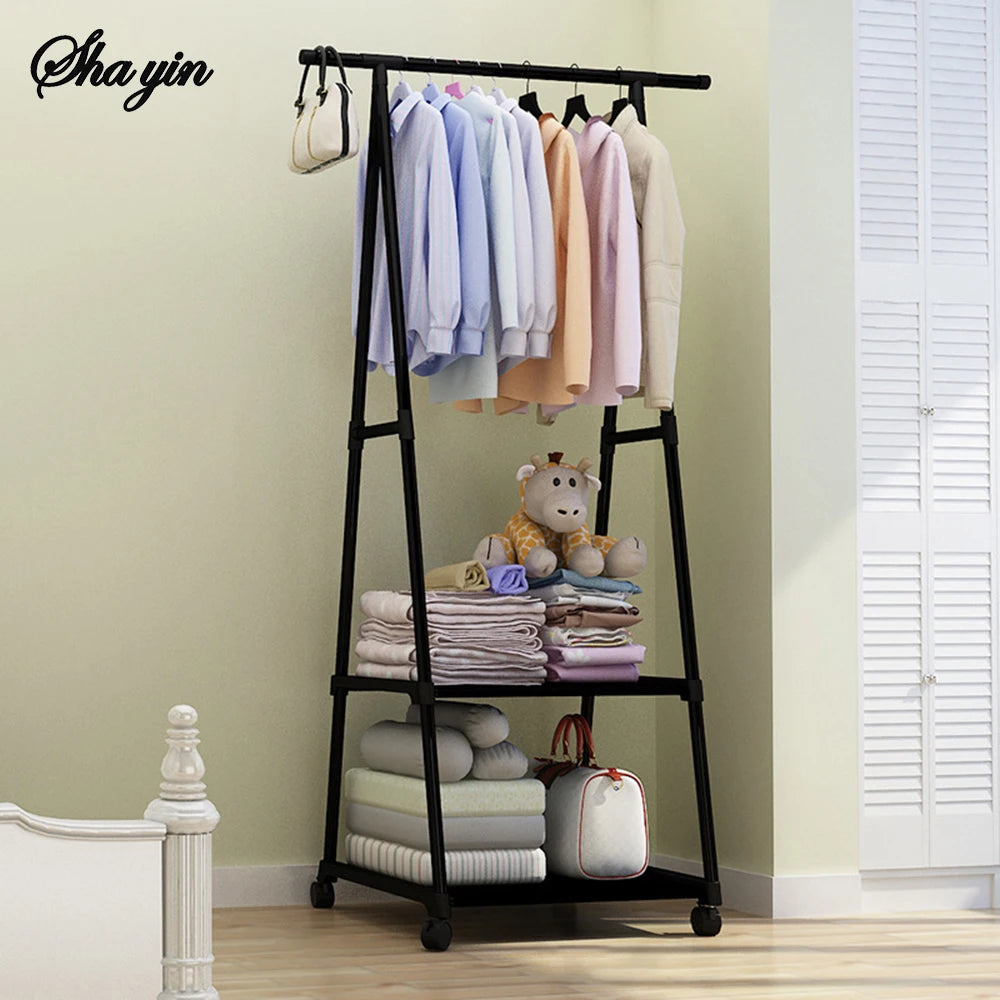1PC Floor-Mounted Thick Triangular Hat Rack, Clothes Drying Rack, Household Hanging Clothes Rack, Storage Frame