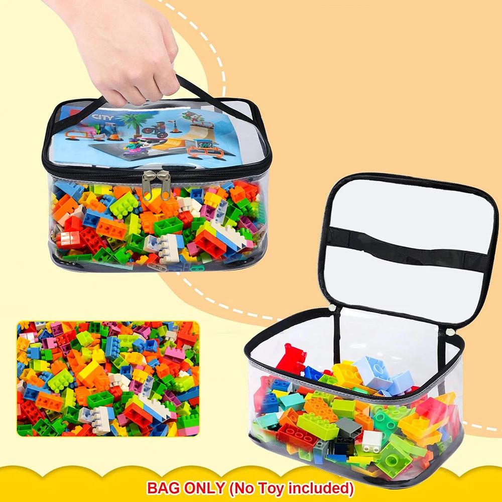 1PC Lego Storage Bucket For Organizing Parts, Small Particle Wooden Toy Storage Handbag