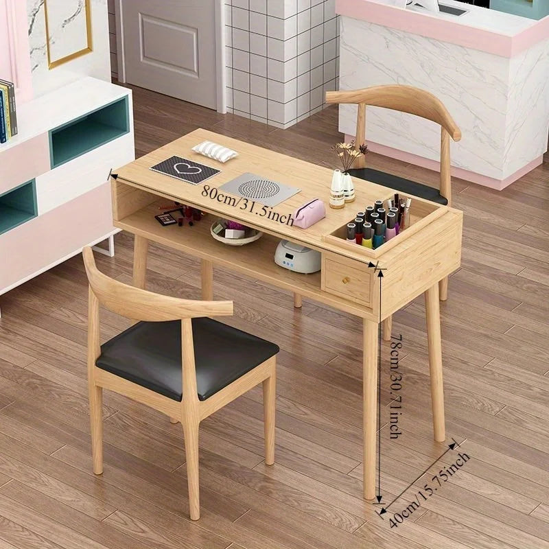Solid wood manicure table Japanese single manicure table small Internet celebrity manicure table chair workbench
