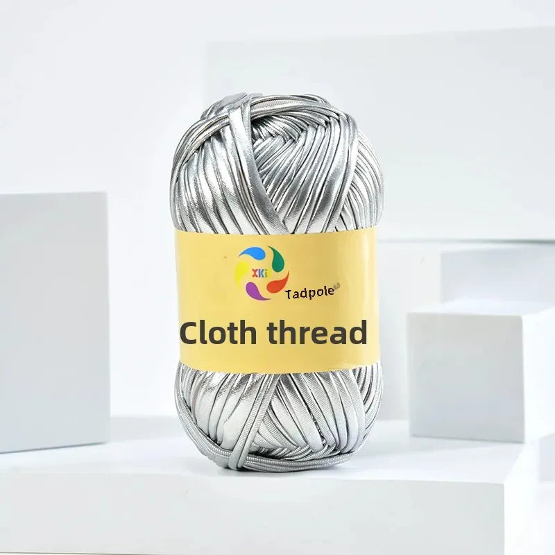New metal texture cloth line personalized wool DIY woven bag bright leather hand woven material