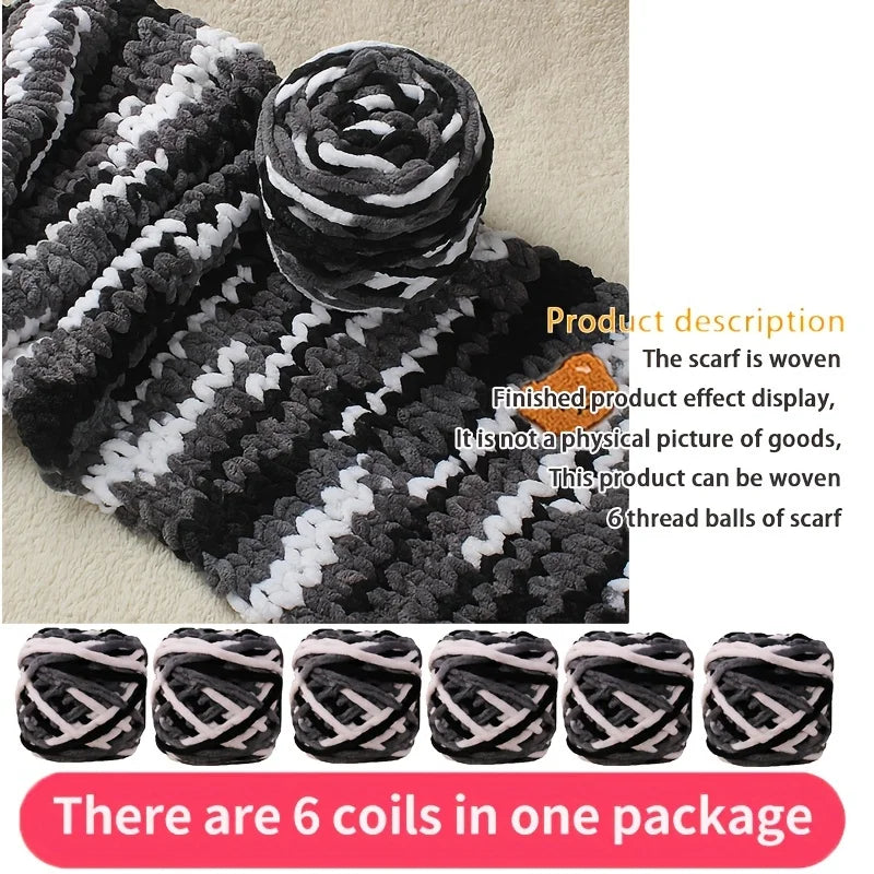 6 Thread Balls+1 Teddy Bear Jewelry Handmade Gift Woven Scarf Thread DIY Ice Stripe Thread Thick Yarn Ball