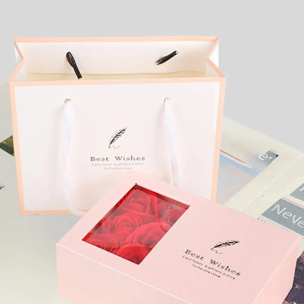 1Set 6 Rose Gift Box Window Jewelry Box Ring Box Necklace Earrings Thanksgiving Valentine Gift Box (No Jewelry)