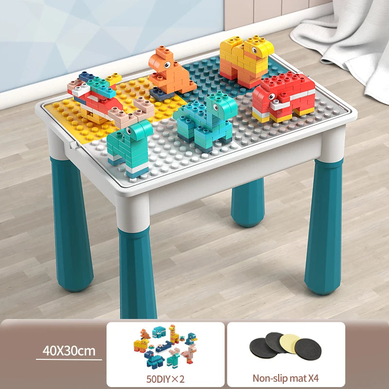 Activity Water Table 5-in-1 Kids Toys and Chair Set with 143pcs Large Marble Run DIY Building Block for Kids Ages 3+