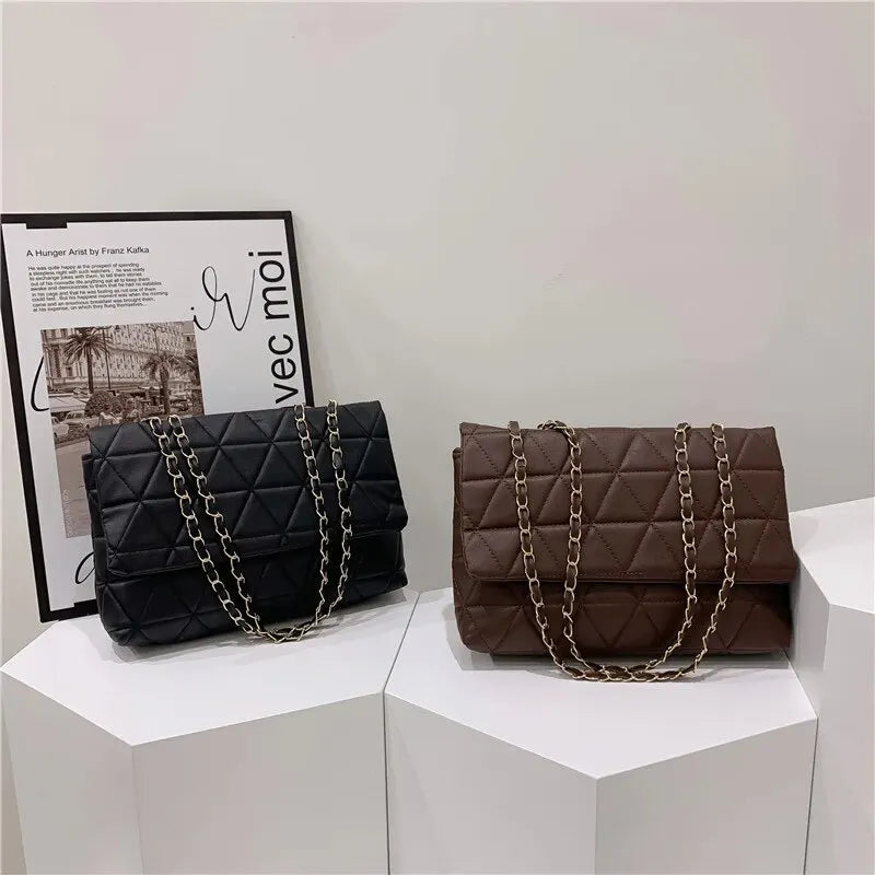 100% Polyurethane Solid Color Chain One-shoulder WOMEN'S Bag Versatile Sewing Small Square Bag Cross-body Bag