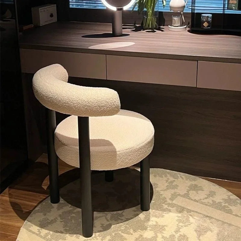 Simple Vanity Stool with Storage Cream Modern Designer Makeup Chair for Girls Bedroom Home Dining Chair238