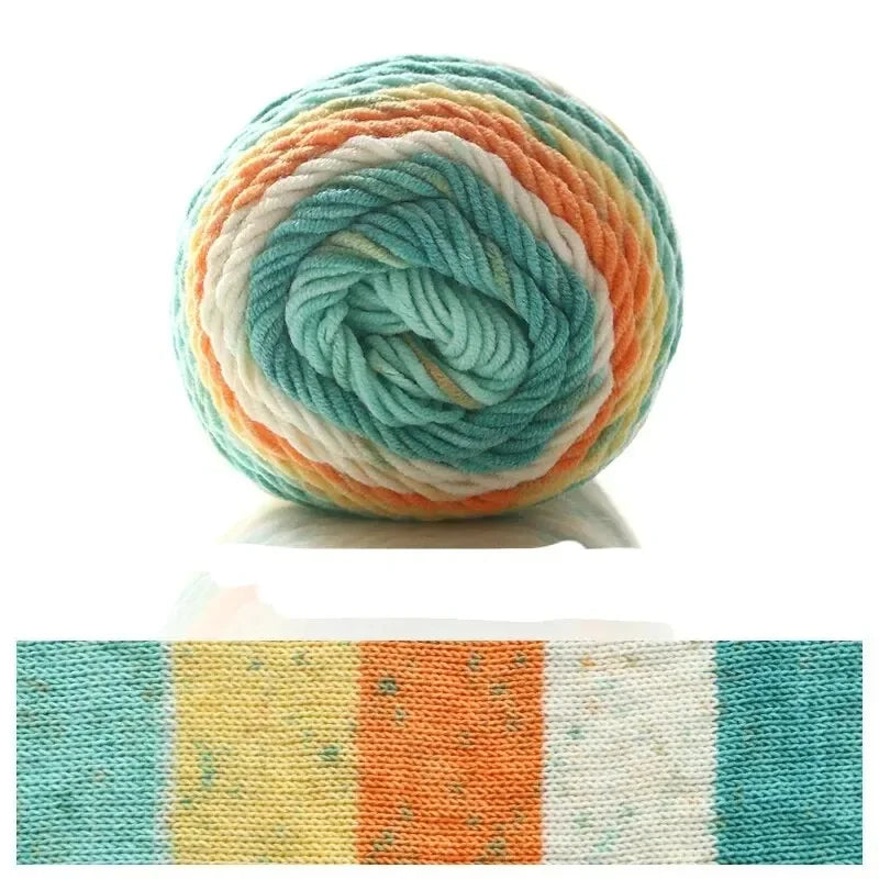 (1pc)5-strand Milk Cotton Segment Dyed Rainbow Cotton Hand Woven Wool Scarf Pillow Blanket Material Wool