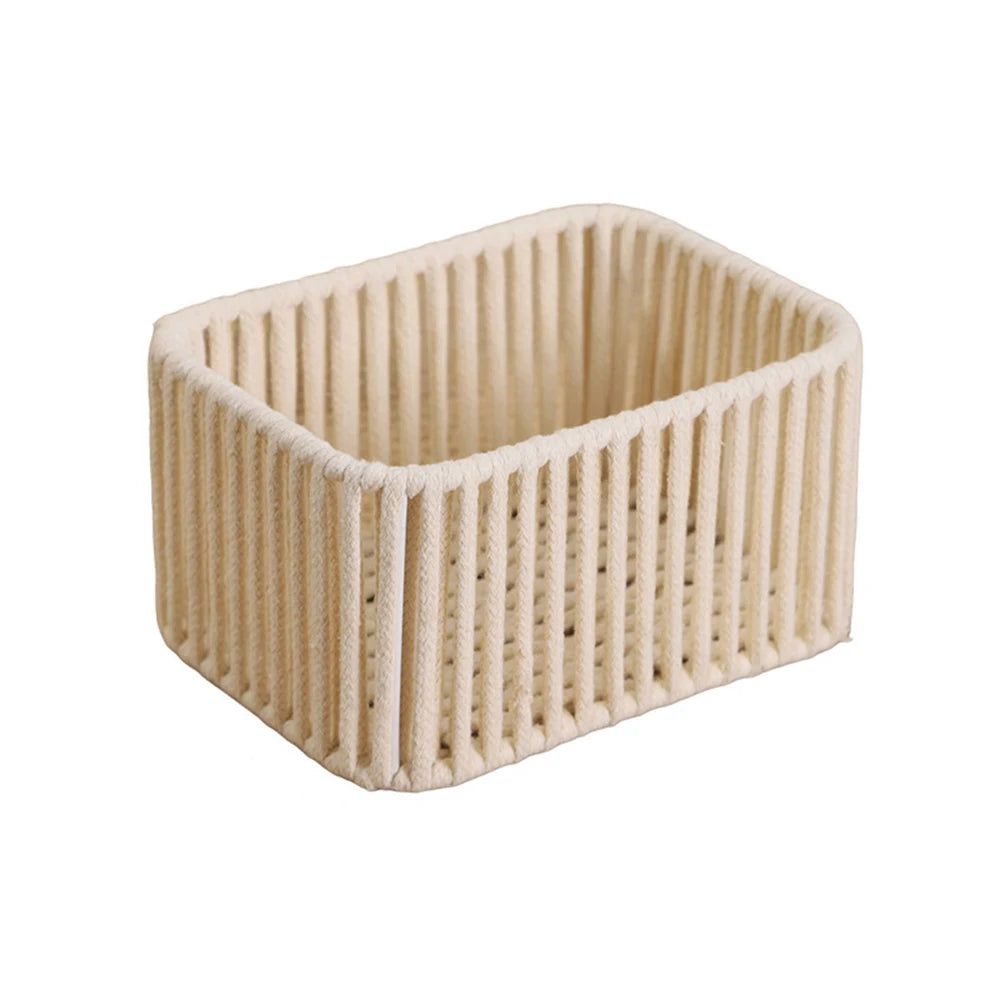 1PC/1Set Cotton Rope Desktop Storage Box, Bohemian-Style Convenient Room Miscellaneous Woven Storage Box, Storage Basket