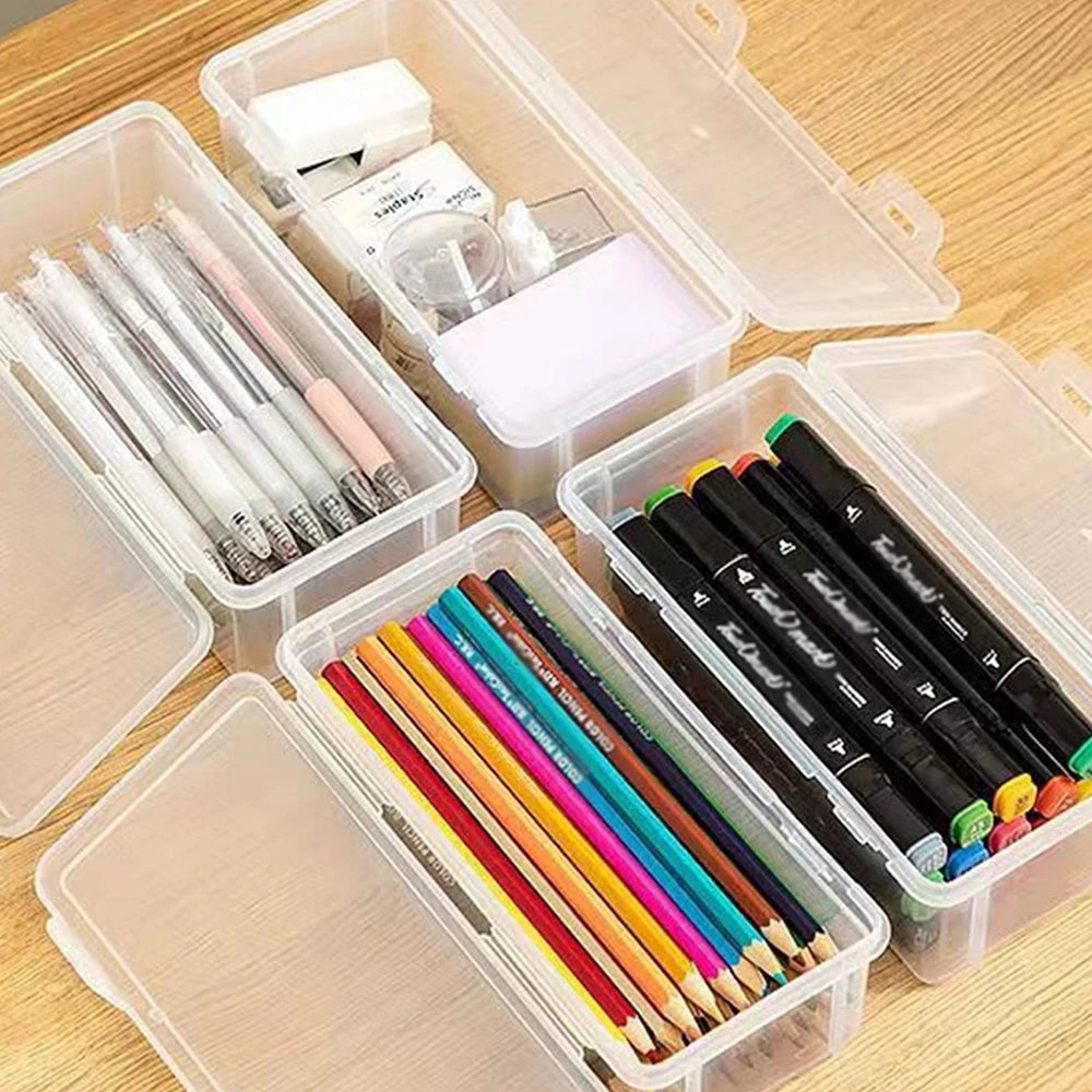 1PC Storage box Transparent stationery pen Children's crayon pen bag Desktop storage and clutter