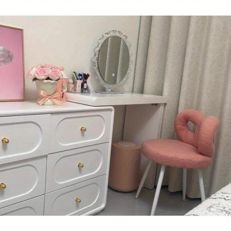 Cream wind back chair Internet celebrity bow makeup chair dresser manicure stool makeup stool fairy butterfly chair