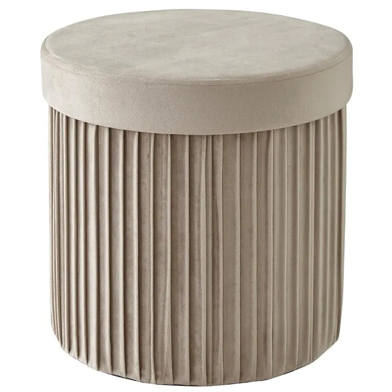 Multifunctional round storage stool, living room cloth storage stool, lazy sofa stool, crumpled Dutch velvet storage stool