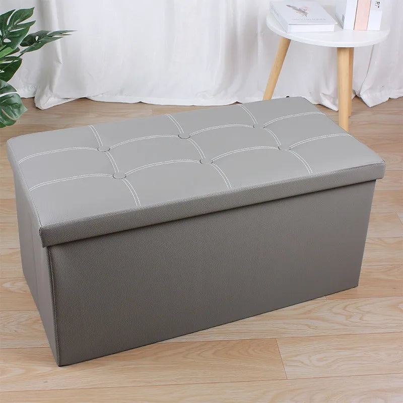 Home cotton and linen storage stool, multifunctional folding storage box, shoe changing stool, seat mat, long storage stool