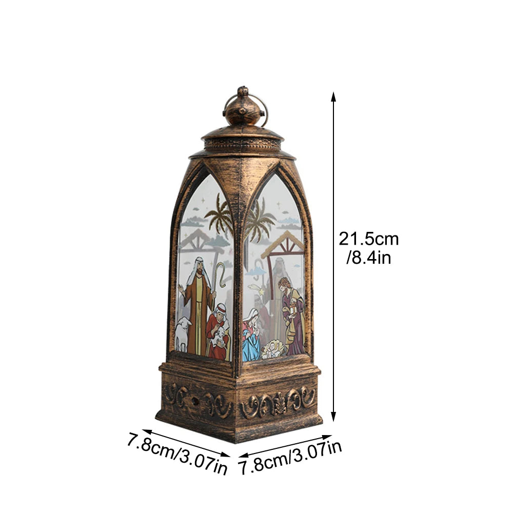 1PC Christmas Decorations Led Lighting Golden Arch Wind Light Nightlight Religious Jesus Retro Decoration