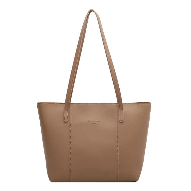 1pc Lady pu Solid Shoulder Tote fashion Large Capacity Middle Compartment Zipper Closure Women Bag for Dating Gift Daily Commuting