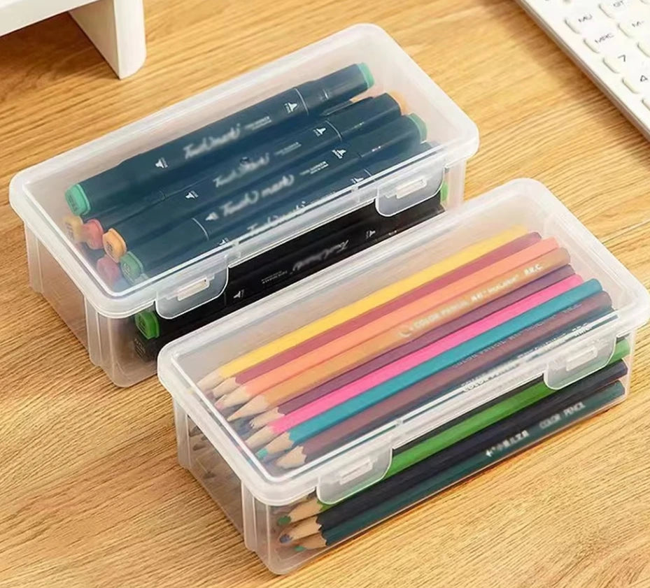 1PC Storage box Transparent stationery pen Children's crayon pen bag Desktop storage and clutter