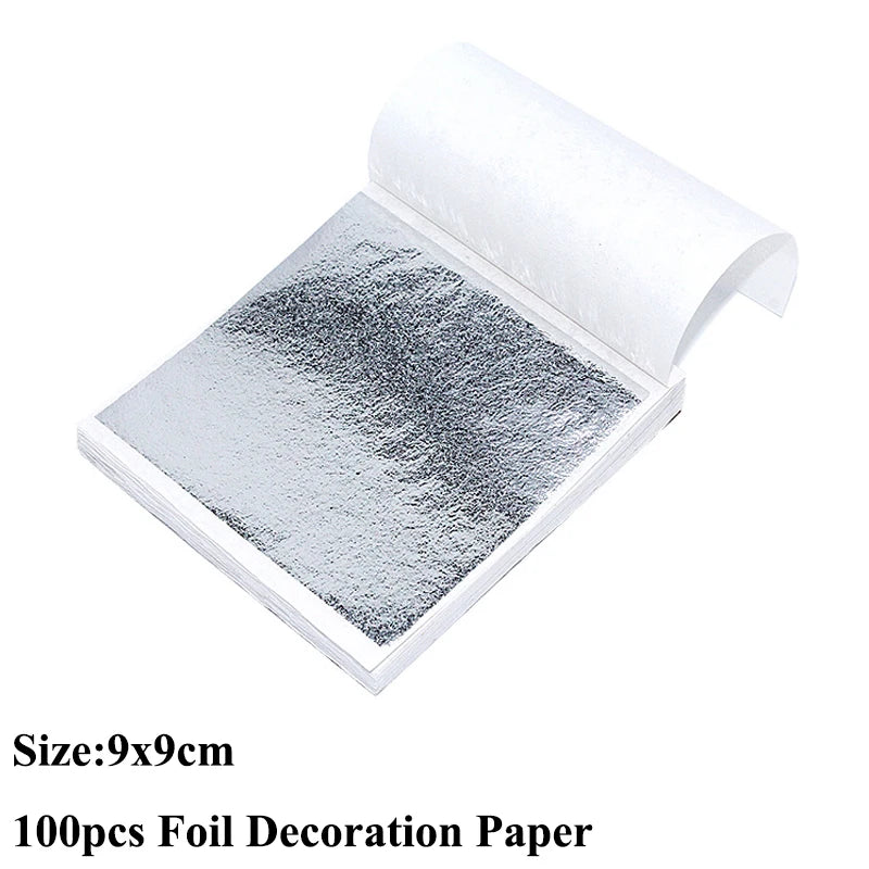 100pcs Imitation Gold Sliver Copper Foil Paper DIY Resin Candle Plaster Craft Leaf Flake Gilding Sheets Art Nail Home Decoration