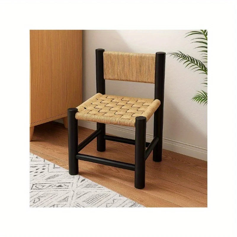 Shoe changing stool, woven stool, medieval rope woven stool, ins style Nordic solid wood home low stool with