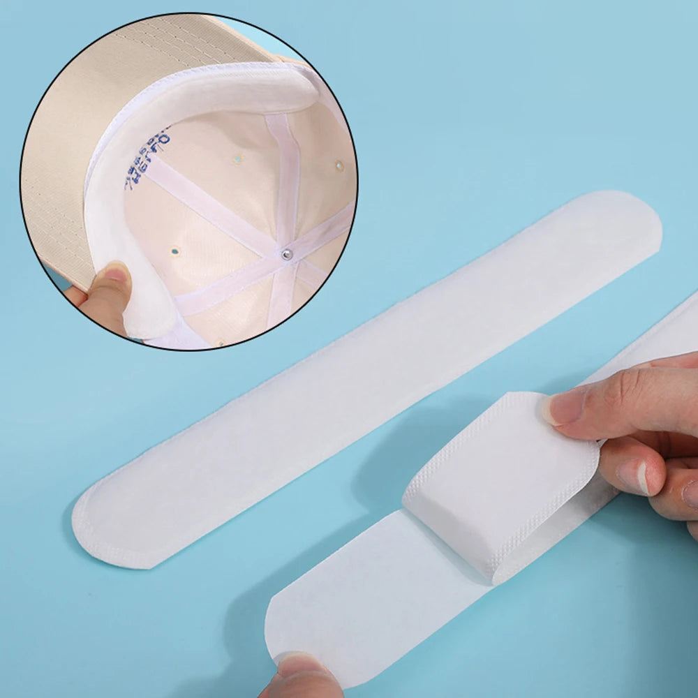 10PCS Hat Anti-Fouling Inner Lining Brim Strip Collar Sweat-Absorbing Patch Disposable Hat Pad Sweat-Absorbing Patch