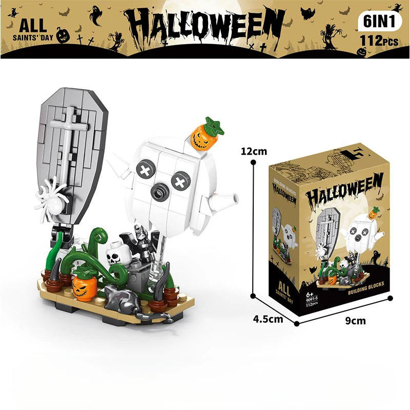 DIY Model Halloween Building Block Set Pumpkin House Educational Building Block Toy Children's Festive Gifts for Home Decoration