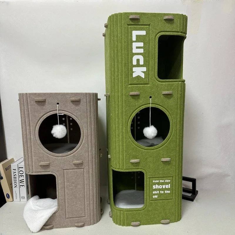 Felt cat tree hole double-layer fun scratching board universal cat house drilling integrated thick felt cat nest frame