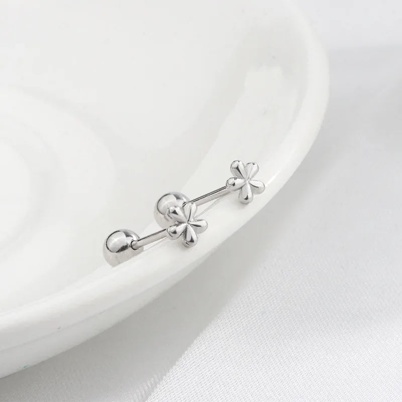 Minimalist Small Flower Screw Earrings