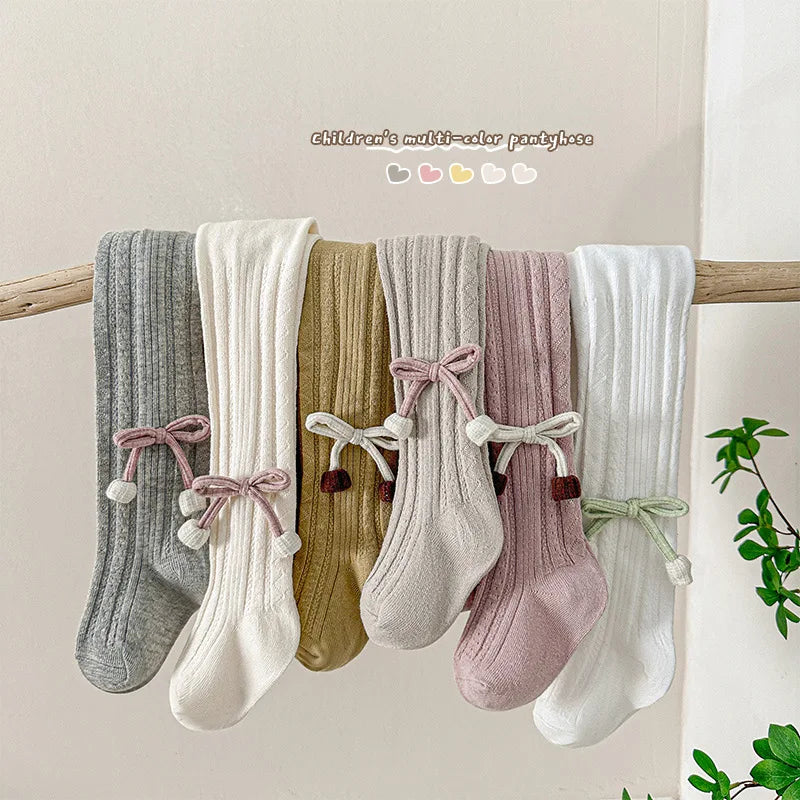 Cotton Baby Tights Sweet Bowtie Girls Leggings Kids Children Pantyhose Stockings Girls Socks 0 to 8 Years