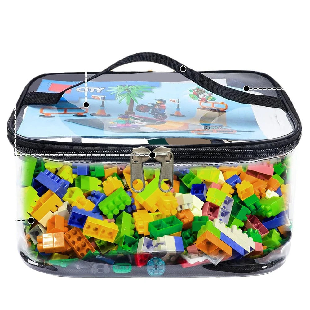 1PC Lego Storage Bucket For Organizing Parts, Small Particle Wooden Toy Storage Handbag