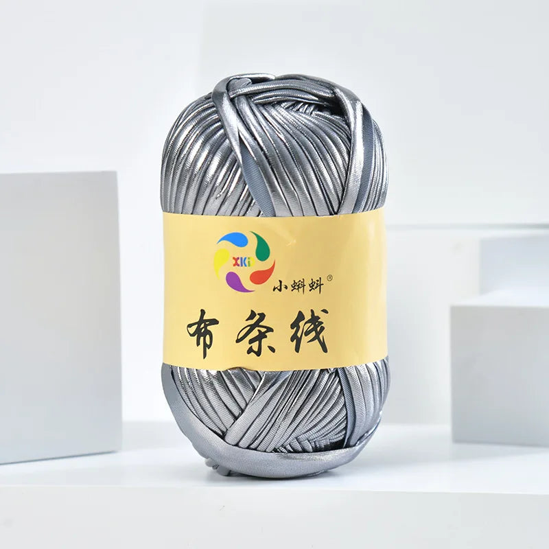Metal texture cloth line personalized wool DIY woven bag bright leather hand woven material