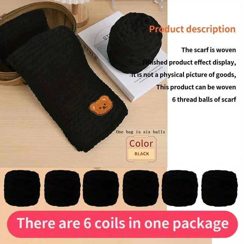 6 Thread Balls+1 Teddy Bear Jewelry Handmade Gift Woven Scarf Thread DIY Ice Stripe Thread Thick Yarn Ball