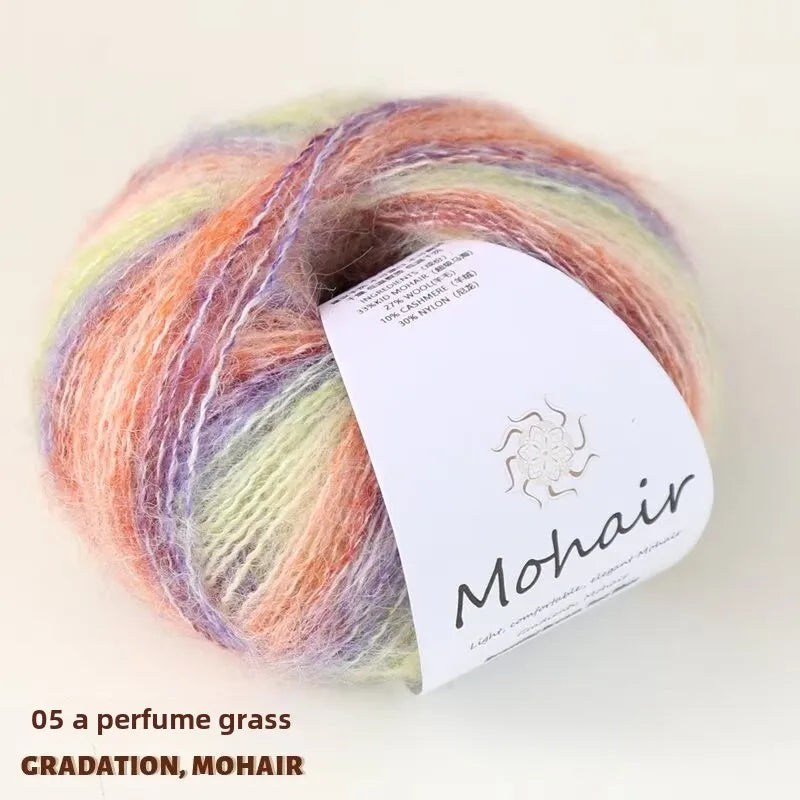 Silk gradual change mohair, hand DIY woven color wool super soft, plush bright silk wool ball
