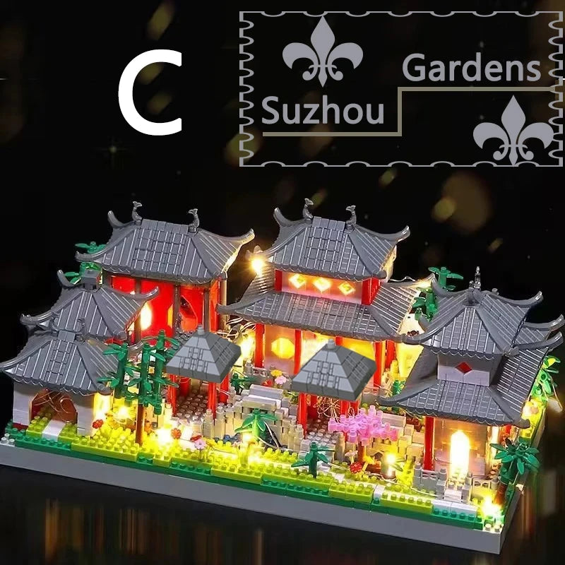 Chinese Suzhou Garden Micro Mini 2100pcs Building Blocks Set, Collectible Models of Classical Famous, Gifts for Teens Adults Age