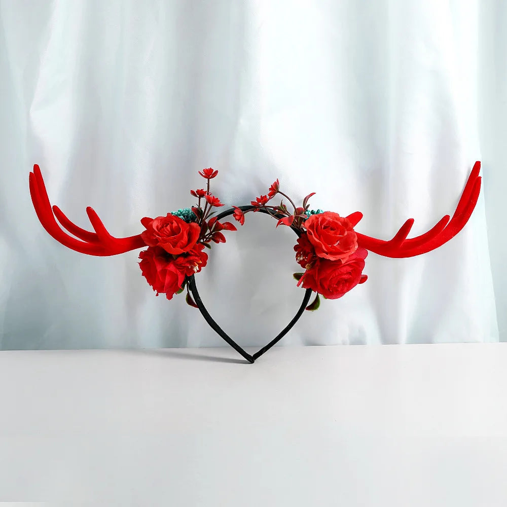 1PC Red Headband, Christmas Decoration, Antlers Headband, Suitable for Taking Photos,Party Carnival Props. Headbands Hair Band