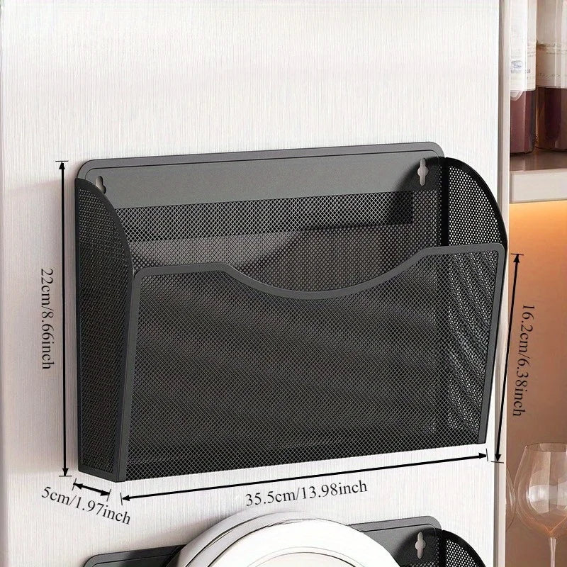 Kitchen, refrigerator rack, no punching, side storage, side magnetic magnetic plastic wrap bag, seasoning box, various artifacts