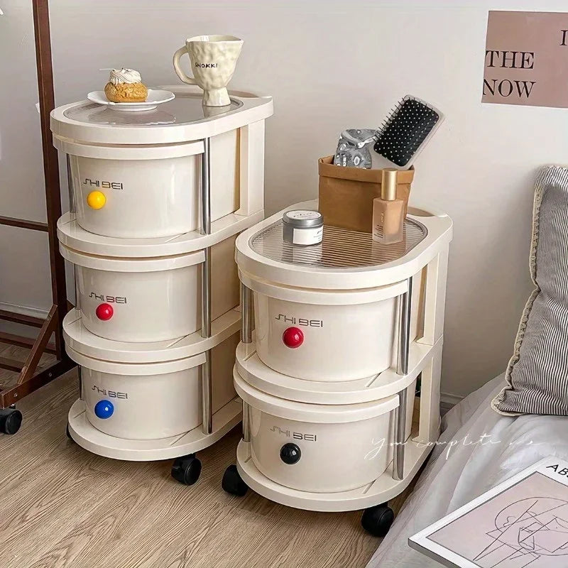Bedside cabinet, office storage cabinet, snack rack, handcart storage cabinet, large capacity household multi-layer floor,