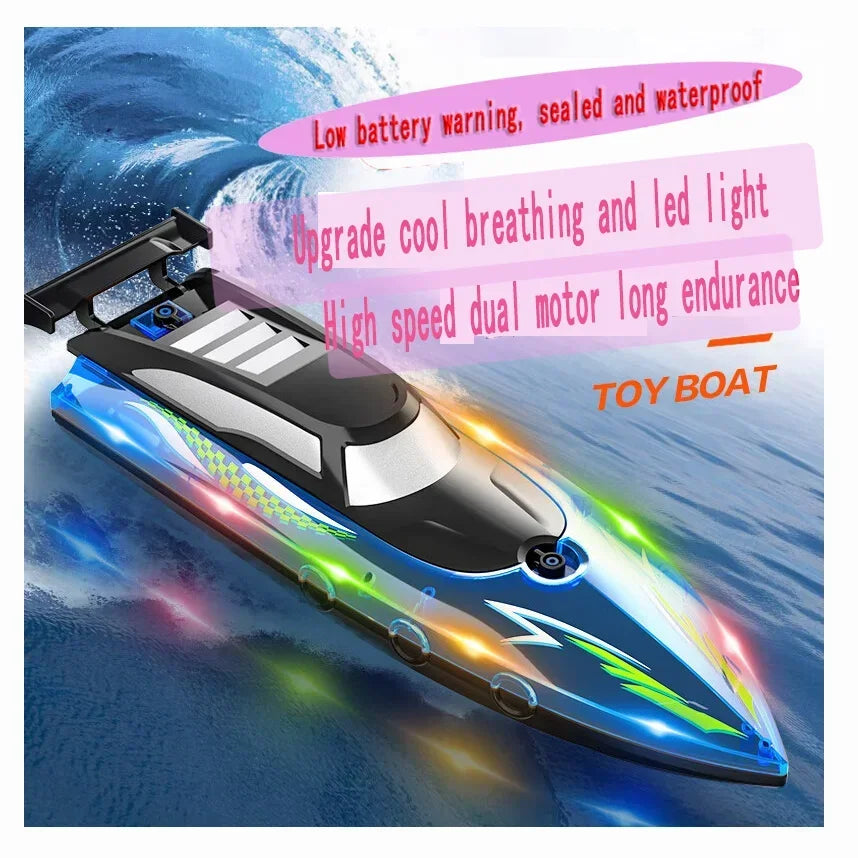 2.4GHz Toy Remote Boat Airship High Speed Boat Kids Water Toys Outdoor Toys Summer Gifts for Kids Waterproof Electric Toy Boat