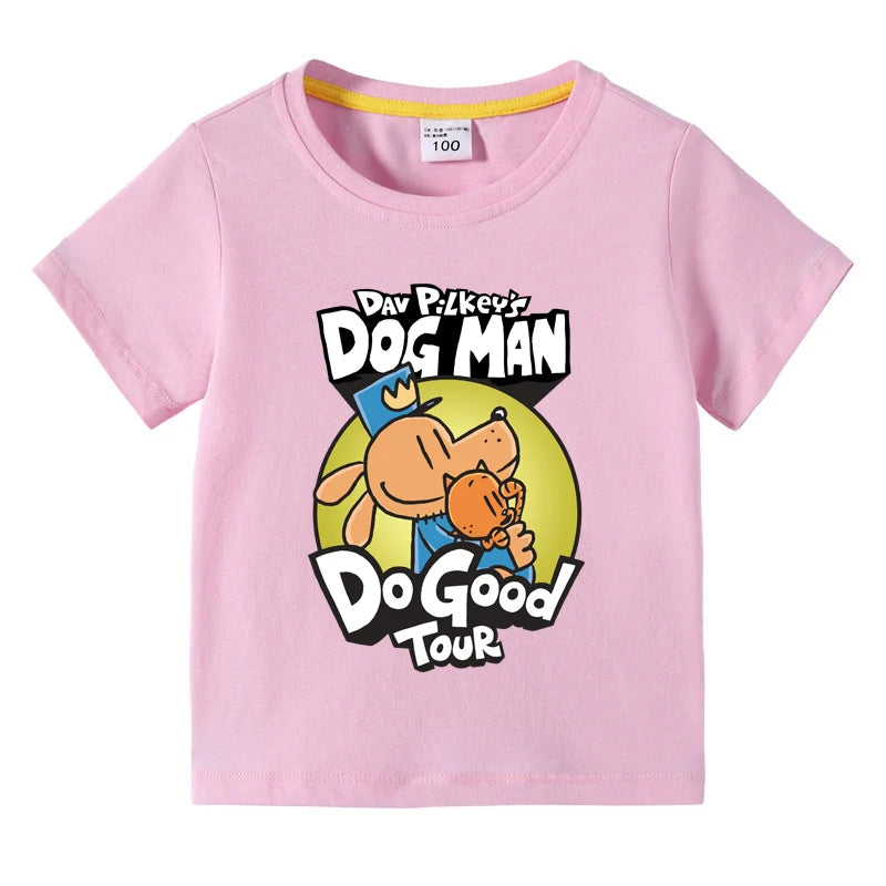 2025 New Kids Clothing Dog Man Do Good Tour Graphic T-Shirt Children Summer Cartoon Short Sleeve Tee Boys Girls Fashion Clothes