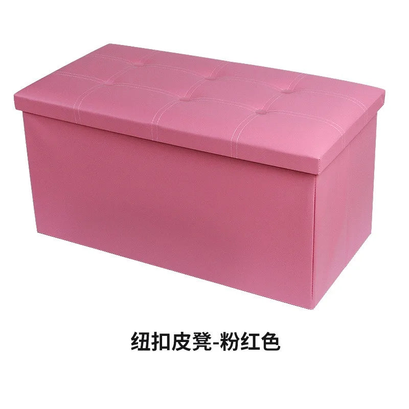 Home cotton and linen storage stool, multifunctional folding storage box, shoe changing stool, seat mat, long storage stool