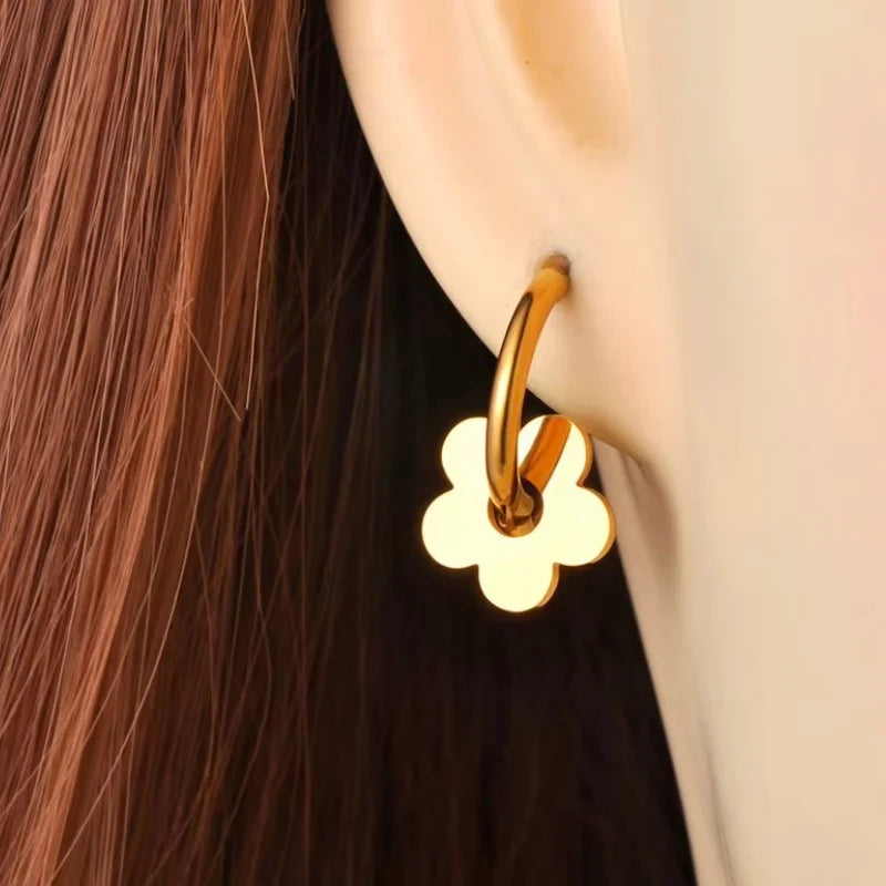 Heart-Shaped Stainless Steel Hoop Earrings