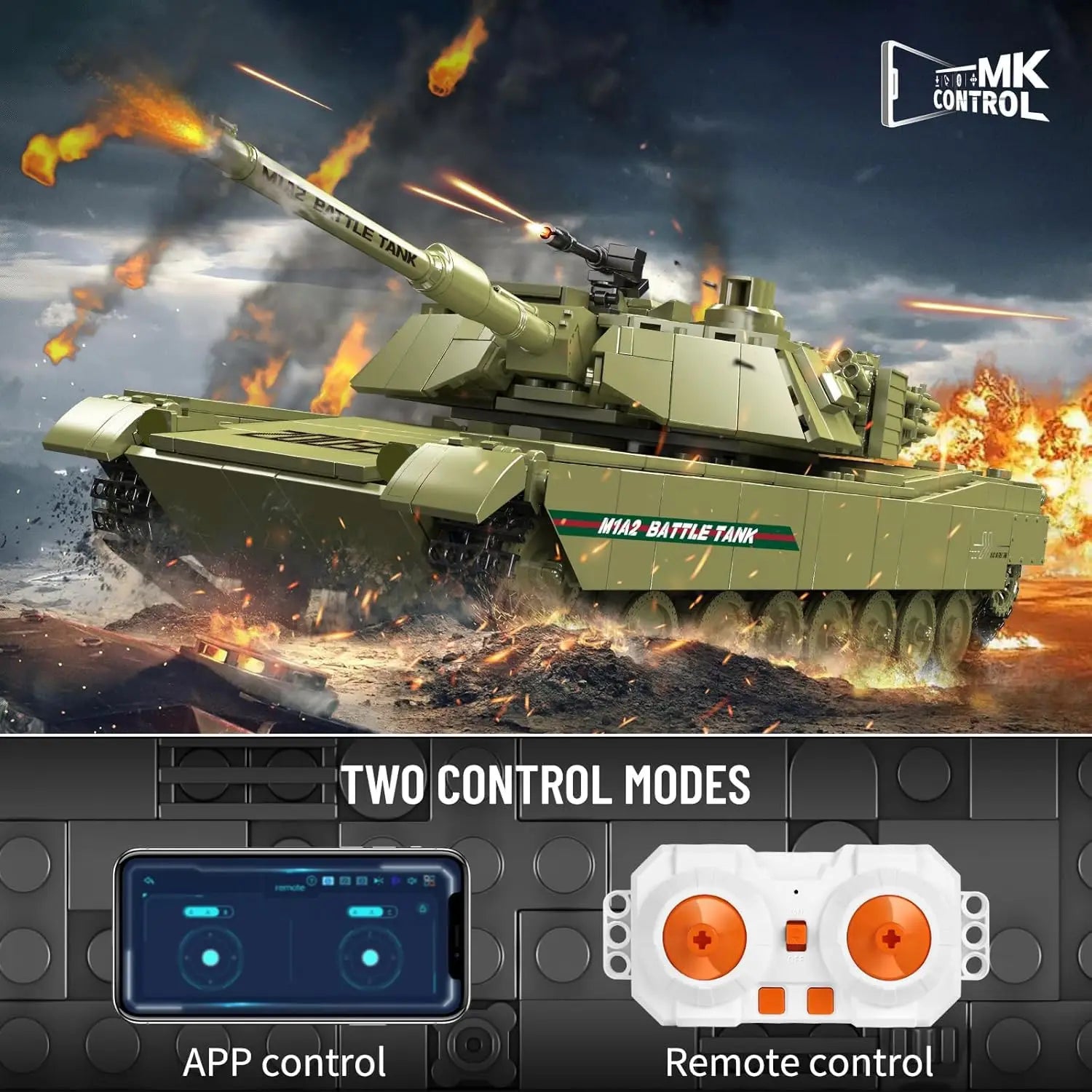 Mould King 20033 1168 PCS RC Military Tank Building Kit, APP Controlled Army Model for Adults & Teens, Collectible Display Gift