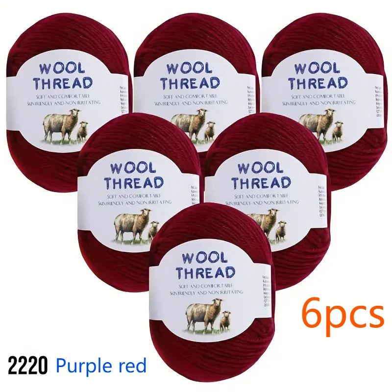 6pcs Australian wool set（300g）soft and comfortable, brilliant colors can be used to knit knits such as sweaters, vests, etc
