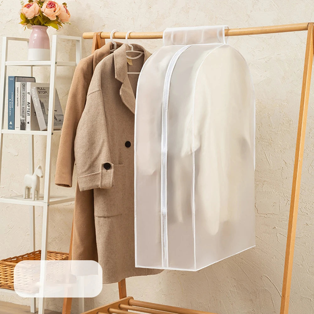1PC Vertical Clothing Dust Cover Transparent Washable Hanging Bag Household Hanging Thick Coat Suit Dust Bag