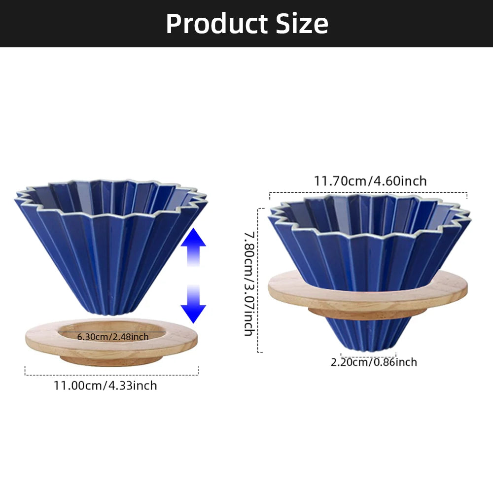 Ceramic Coffee Filter Cup Reusable Filters Coffee Maker with Wood Stand Funnel Dripper Cake Filter Cup Coffee Accessories