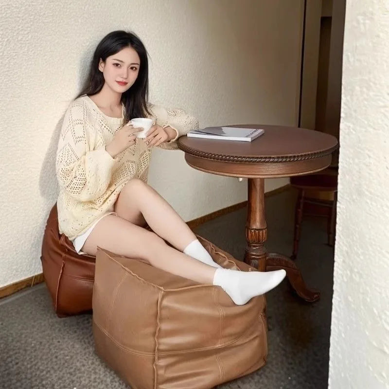 Light luxury leather pier tatami floor storage seat cushion living room household pier pu leather futon seat cushion