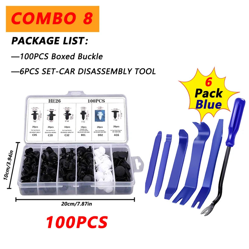 100pcs Auto Fastener Clip Kit