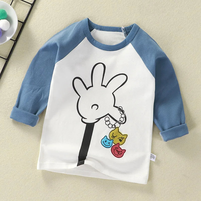 Cartoon Kids Long Sleeve Tops Cute  Dinosaur Children T-shirt Spring Autumn Cotton Clothing Baby Bottoming Shirt