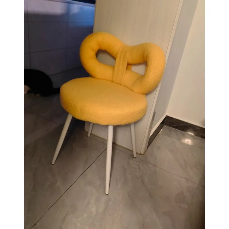Cream wind back chair Internet celebrity bow makeup chair dresser manicure stool makeup stool fairy butterfly chair