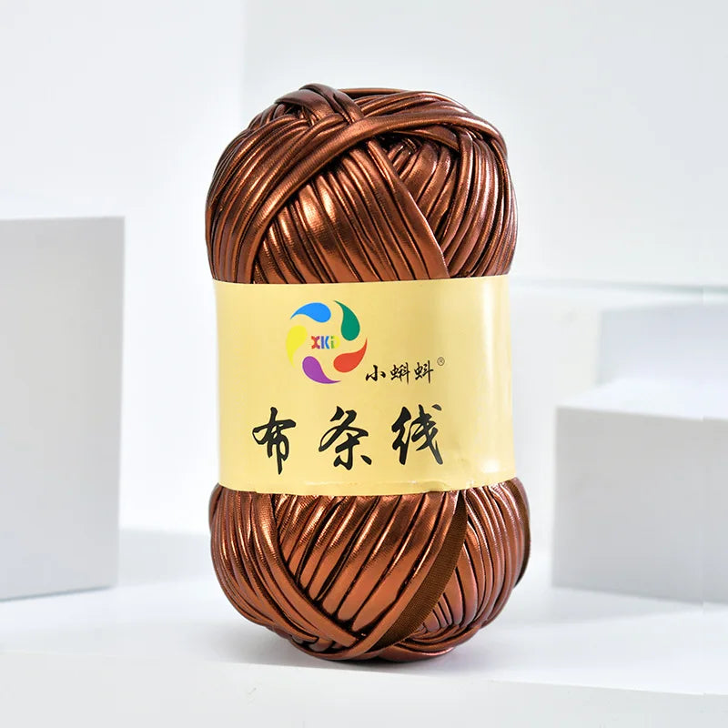 Metal texture cloth line personalized wool DIY woven bag bright leather hand woven material
