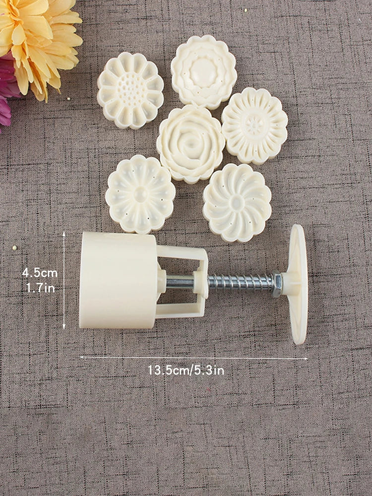 1set/2set Three-Dimensional Rose-Shaped Mooncake Mold, Hand-Pressing Mid-Autumn Festival Mooncake Mold Diy Baking Set