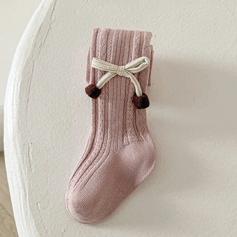 Cotton Baby Tights Sweet Bowtie Girls Leggings Kids Children Pantyhose Stockings Girls Socks 0 to 8 Years